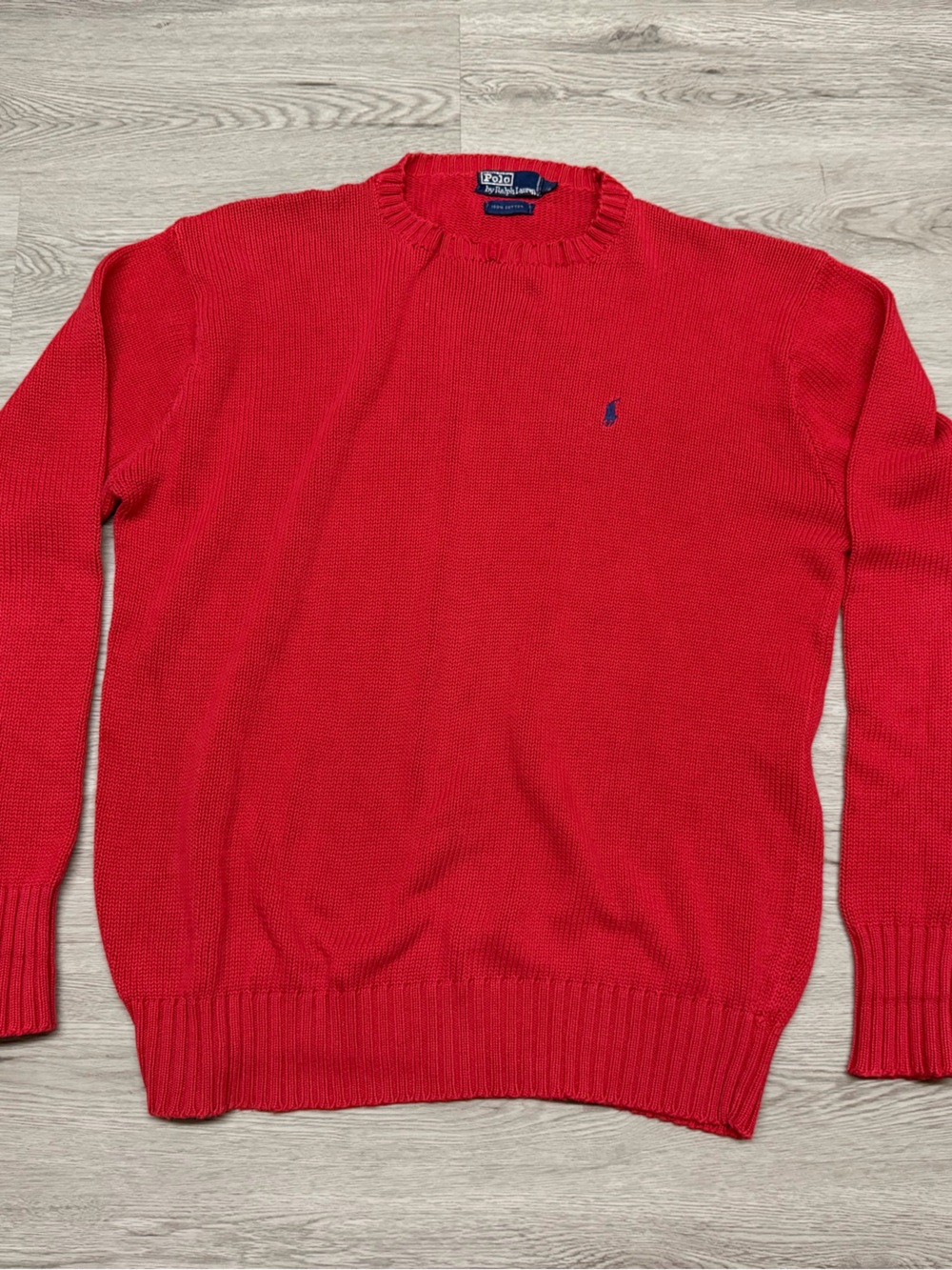 Polo by Ralph Lauren Bright Red Crewneck Sweater with Navy Pony